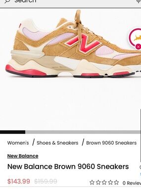New Balance Women's 9060 Sneakers in Brown, Pink and Cream NEW